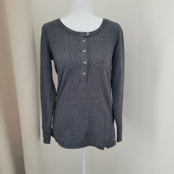 Roots Canada basic heather grey marled long sleeve top - Picture 1 of 13